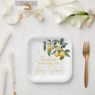 Assiettes En Carton Ciao Bambino baby shower grec au citron