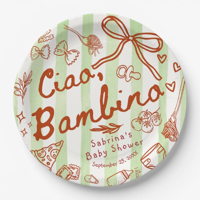 Assiettes En Carton Ciao Bambino Green (Devant)