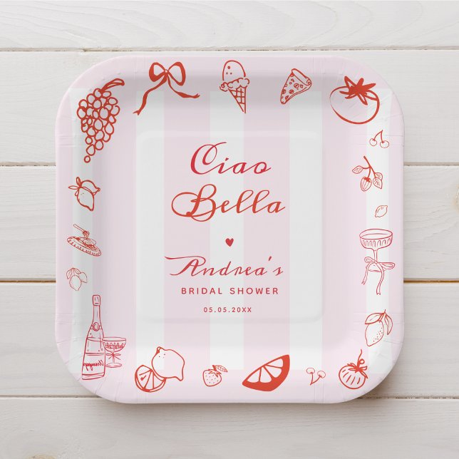 Assiettes En Carton Ciao Bella Fête de Mariage Italienne au Citron Des (Créateur téléchargé)