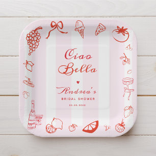 Assiettes En Carton Ciao Bella Italian Hand Drawn Lemon Bridal Shower