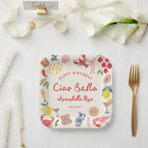 Assiettes En Carton Ciao Bella Papier personnalisé pour anniversaire i
