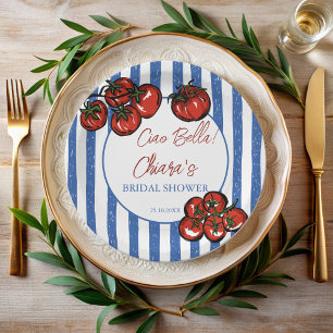Assiettes En Carton Ciao bella tomates rayures enterrement de vie de j