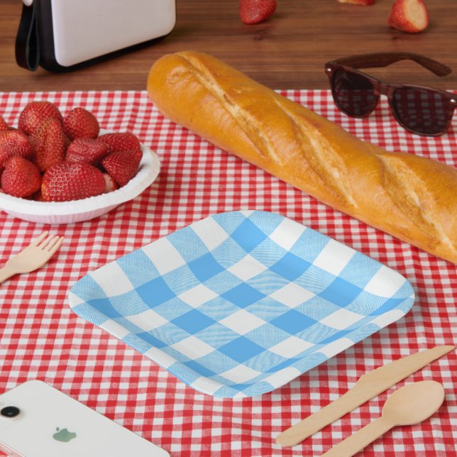 Assiettes En Carton Ciel à carreaux d'été Slow-Living (Pique-nique)