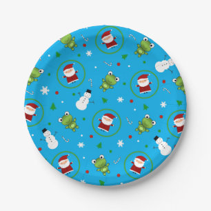 Assiettes En Carton Ciel bleu grenouilles santa claus bonhomme de neig