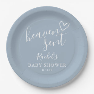 Assiettes En Carton Ciel Envoyé Garçon Bébé Dusty Blue Baby Shower