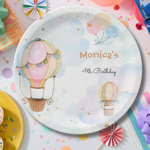Assiettes En Carton Ciel nuageux montgolfière anniversaire de enfant