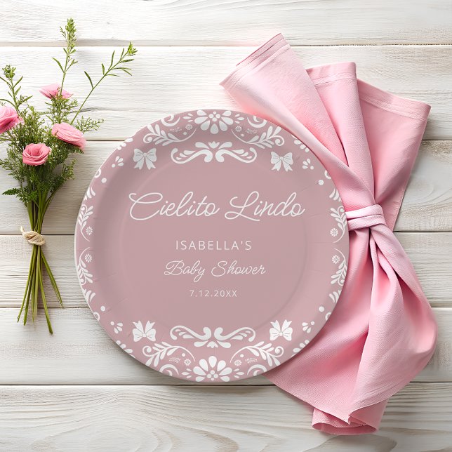 Assiettes En Carton Cielito Lindo Baby shower Mexicaine fille (Créateur téléchargé)