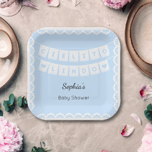 Assiettes En Carton Cielito Lindo Baby shower Plaque bleue