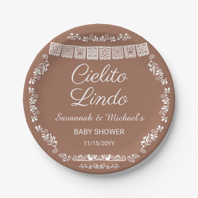 Assiettes En Carton Cielito Lindo Baby Shower Terre Cuite Papel Picado (Devant)
