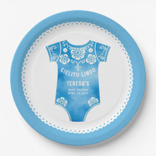 Assiettes En Carton Cielito Lindo carrosserie bleu garçon baby shower