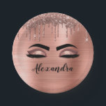 Assiettes En Carton Cils avec strass et paillettes en or rose monogram<br><div class="desc">Faux cils métallisés à strass et paillettes en or rose, monogramme et initiales, extensions de cils et fards à paupières Assiettes en papier rose blush. Le design fait le cadeau parfait pour un anniversaire de 16 ans, un mariage, une douche de mariée, un anniversaire de mariage, une baby shower ou...</div>