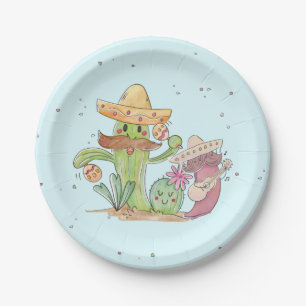 Assiettes En Carton Cinco de Mayo chantant Cactus et Pepper Mariachis
