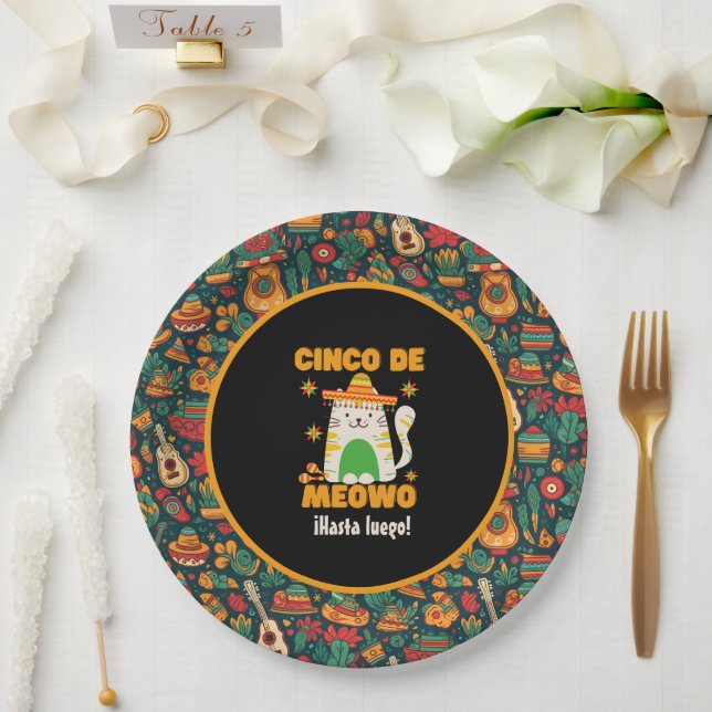 Assiettes En Carton Cinco De Mayo - Cute Cat (Mariage)