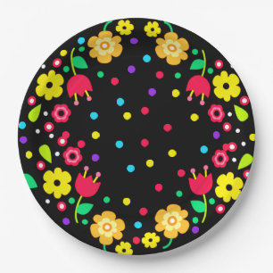 Assiettes En Carton Cinco de Mayo Floral Folk Art et Maracas