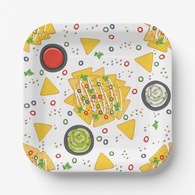 Assiettes En Carton cinco de mayo mexico nachos guacamole (Recto)