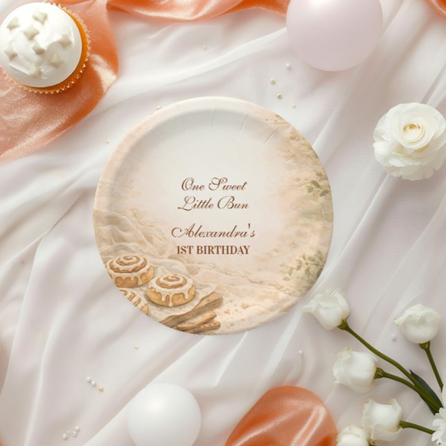 Assiettes En Carton Cinnamon Bakery Little Bun 1st Birthday (Créateur téléchargé)