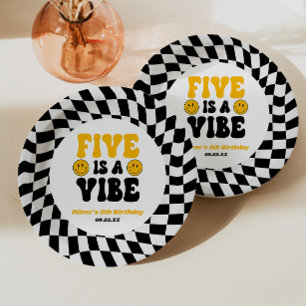 Assiettes En Carton Cinq Est Une Vibes Rétro Cinquième 5ème Fête d'ann