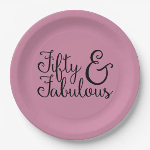 Assiettes En Carton Cinquante et anniversaire fabuleux, typographie