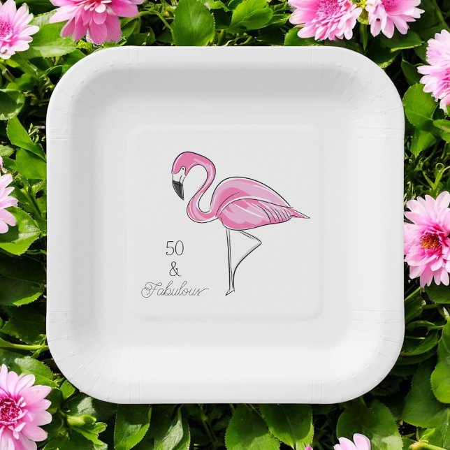 Assiettes En Carton Cinquante et fabuleux Flamant rose rose (Créateur téléchargé)