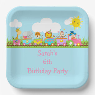 Assiettes En Carton Cirque d'animaux Train Enfants Anniversaire en Ros