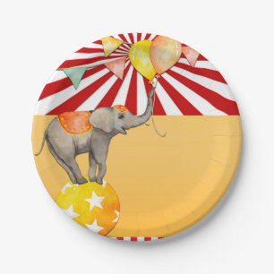 Assiettes En Carton Cirque Elephant sur Ball Carnival Baby shower Part