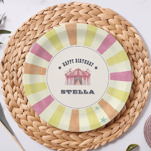 Assiettes En Carton Cirque vintage Fête d'anniversaire personnalisée