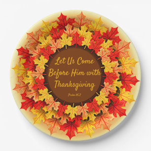 Assiettes En Carton Citation Bible Automne Feuilles Thanksgiving 9"