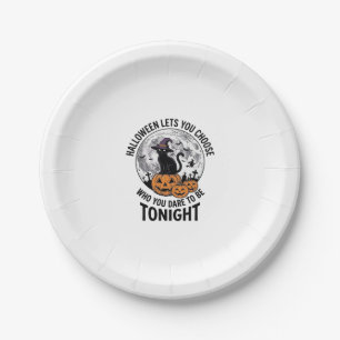 Assiettes En Carton Citation de chat Halloween Citrouille Sorcière Gra