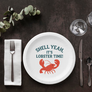 Assiettes En Carton Citation de la fête du homard rouge rétro