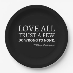 Assiettes En Carton Citation De Shakespeare - Amour, Confiance Et Erre