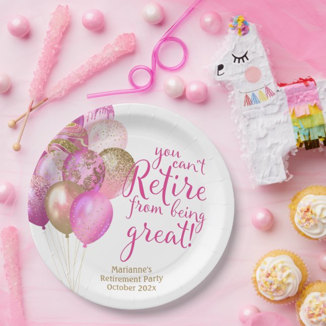 Assiettes En Carton Citation drôle de retraite rose (Fête)