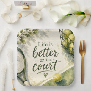 Assiettes En Carton Citation drôle de tennis pour une fête à thème ten