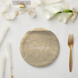Assiettes En Carton Citation sur la vie de plage Eau claire Océan Or 