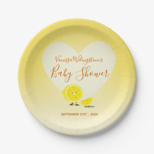 Assiettes En Carton Citron et citron en tranche Baby shower Coeur Jaun