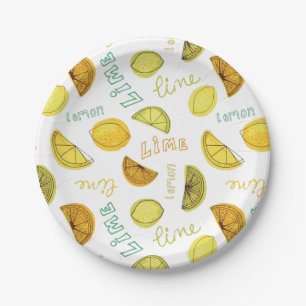 Assiettes En Carton Citron et citron vert Motif