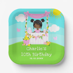 Assiettes En Carton Citronade rose Stand Anniversaire Fille de peau fo
