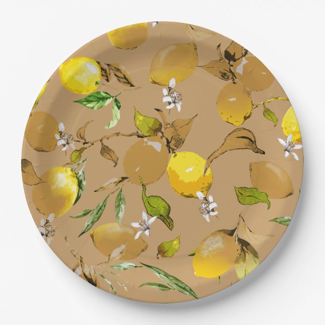 Assiettes En Carton citrons d'aquarelle 33 (Devant)