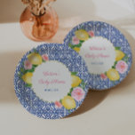 Assiettes En Carton Citrons De Positano Avec Carrelage Bleu Et Flore R<br><div class="desc">citrons peints à la main, rehaussés de fleurs d'aquarelle rose, contre un motif arrière - plan à base d'un carrelage vintage bleu et blanc. Si vous préférez le cercle central avec un bord simple (plutôt que l'inclinaison), cette option est disponible. Sous les zones de personnalisation du texte, "cliquez pour customiser...</div>