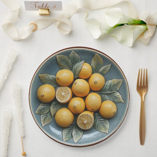 Assiettes En Carton Citrons en fausse grès  (Mariage)
