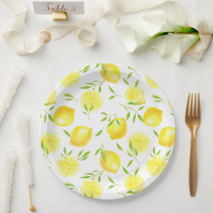 Assiettes En Carton Citrons et feuilles