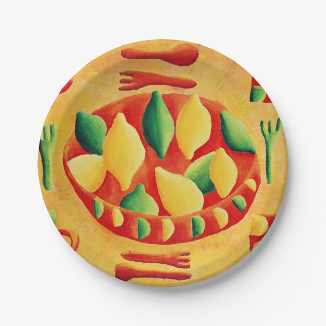 Assiettes En Carton Citrons et Limes (Devant)