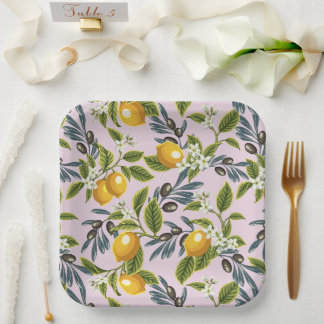 Assiettes En Carton Citrons et olives italiens