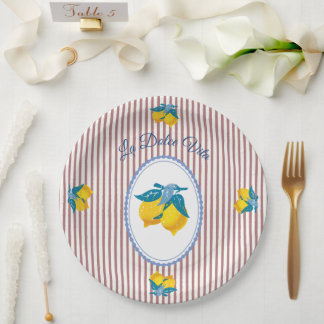 Assiettes En Carton Citrons Jaunes d'Amalfi de Style Méditerranéen