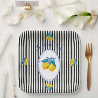 Assiettes En Carton Citrons jaunes d'Amalfi de style méditerranéen