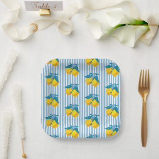 Assiettes En Carton Citrons jaunes d'Amalfi de style méditerranéen