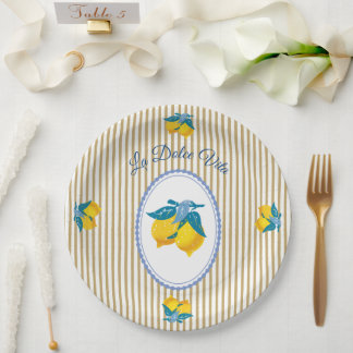Assiettes En Carton Citrons Jaunes d'Amalfi de Style Méditerranéen