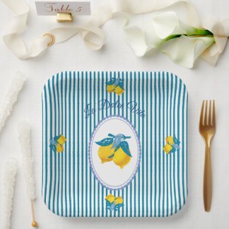 Assiettes En Carton Citrons jaunes d'Amalfi de style méditerranéen