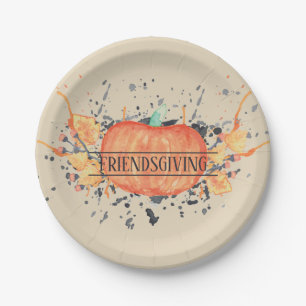Assiettes En Carton Citrouille aquarelle Friendsgiving