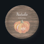 Assiettes En Carton Citrouille Automne Premier Anniversaire Plaques pa<br><div class="desc">Citrouille Automne Premier Anniversaire Plaques de papier de fête. Arrière - plan rustique en bois.</div>