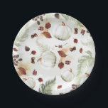 Assiettes En Carton Citrouille blanc Rustic Fall quitte Motif<br><div class="desc">Plaques de papier blanc Citrouille automne</div>
